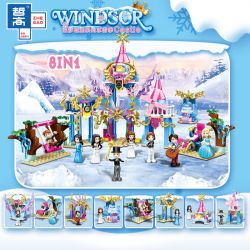 ZHEGAO QL1113 1113 non  CÔNG VIÊN TUYẾT 8 KẾT HỢP bộ đồ chơi xếp lắp ráp ghép mô hình Disney Princess WINDSOR CASTIC Công Chúa 359 khối