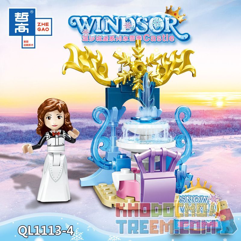 ZHEGAO QL1113 1113 non  CÔNG VIÊN TUYẾT 8 KẾT HỢP bộ đồ chơi xếp lắp ráp ghép mô hình Disney Princess WINDSOR CASTIC Công Chúa 359 khối