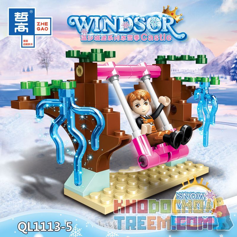 ZHEGAO QL1113 1113 non  CÔNG VIÊN TUYẾT 8 KẾT HỢP bộ đồ chơi xếp lắp ráp ghép mô hình Disney Princess WINDSOR CASTIC Công Chúa 359 khối