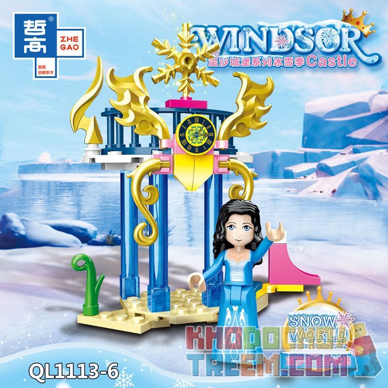 ZHEGAO QL1113 1113 non  CÔNG VIÊN TUYẾT 8 KẾT HỢP bộ đồ chơi xếp lắp ráp ghép mô hình Disney Princess WINDSOR CASTIC Công Chúa 359 khối