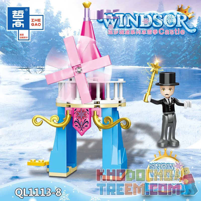 ZHEGAO QL1113 1113 non  CÔNG VIÊN TUYẾT 8 KẾT HỢP bộ đồ chơi xếp lắp ráp ghép mô hình Disney Princess WINDSOR CASTIC Công Chúa 359 khối