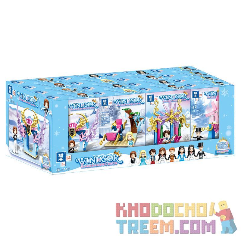ZHEGAO QL1113 1113 non  CÔNG VIÊN TUYẾT 8 KẾT HỢP bộ đồ chơi xếp lắp ráp ghép mô hình Disney Princess WINDSOR CASTIC Công Chúa 359 khối