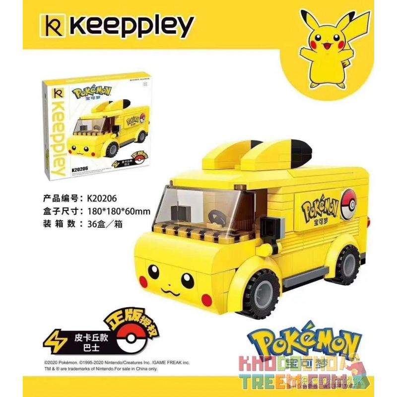 KEEPPLEY K20206 20206 non Lego XE BUÝT PIKACHU bộ đồ chơi xếp lắp ráp ghép mô hình Pokémon POKEMON