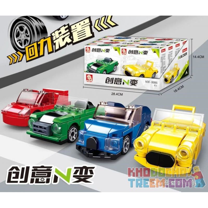 SLUBAN M38-B0885 B0885 0885 M38B0885 38-B0885 non  8 KÉO LÙI Ô TÔ bộ đồ chơi xếp lắp ráp ghép mô hình Fanatical Racing Đua Xe Điên Cuồng