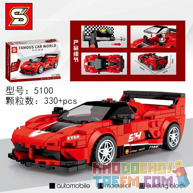 SEMBO 607317 SHENG YUAN SY 5100 non Lego THẾ GIỚI XE NỔI TIẾNG FERRARI FXXK-EVO bộ đồ chơi xếp lắp ráp ghép mô hình Racers FAMOUS CAR WORLD Đua Tốc Độ 330 khối