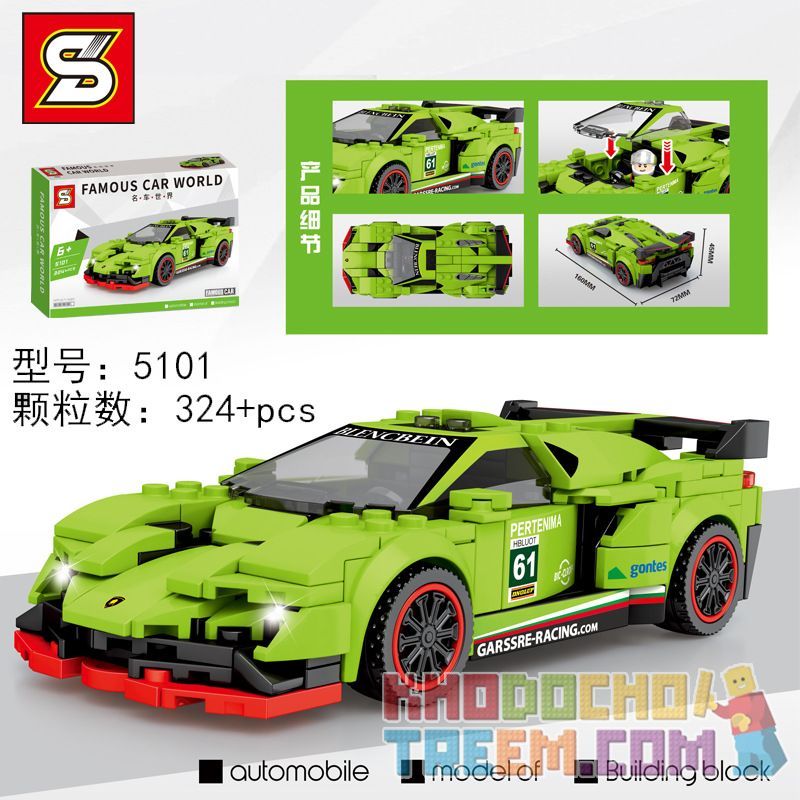 SEMBO 607318 SHENG YUAN SY 5101 non Lego LAMBORGHINI ĐỘC bộ đồ chơi xếp lắp ráp ghép mô hình Racers FAMOUS CAR WORLD LAMBORGHINI VENENO Đua Tốc Độ 324 khối