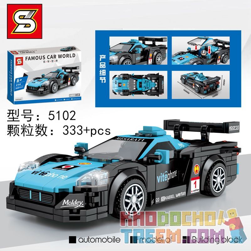 SEMBO 607319 SHENG YUAN SY 5102 non Lego MASERATI MC12. bộ đồ chơi xếp lắp ráp ghép mô hình Racers FAMOUS CAR WORLD MASERATI Đua Tốc Độ 333 khối