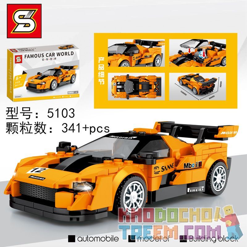 SEMBO 607320 SHENG YUAN SY 5103 non Lego MCLAREN SENA. bộ đồ chơi xếp lắp ráp ghép mô hình Racers FAMOUS CAR WORLD MCLAREN SENNA Đua Tốc Độ 341 khối
