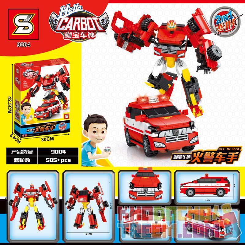 SHENG YUAN SY 9004 non Lego LÁI XE CỨU HỎA bộ đồ chơi xếp lắp ráp ghép mô hình Transformers HELLO CARBOT ACE RESCUE Robot Đại Chiến Người Máy Biến Hình 585 khối