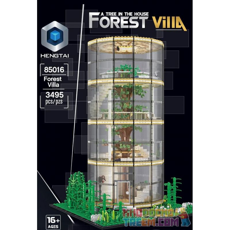HENGTAI 85016 non Lego NHÀ KÍNH bộ đồ chơi xếp lắp ráp ghép mô hình Creator FOREST VILLA TREE IN THE HOUSE Sáng Tạo 3495 khối