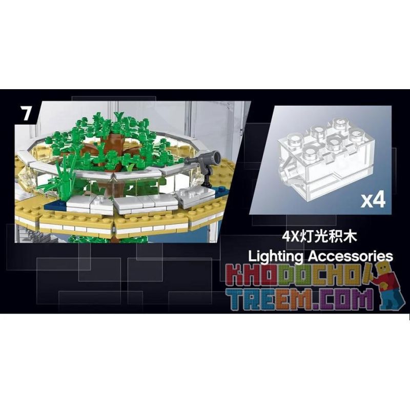 HENGTAI 85016 non  NHÀ KÍNH bộ đồ chơi xếp lắp ráp ghép mô hình Creator FOREST VILLA TREE IN THE HOUSE Sáng Tạo 3495 khối