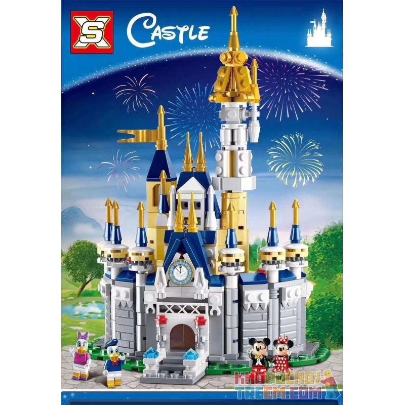 SX 9001 non Lego LÂU ĐÀI DISNEY NHỎ bộ đồ chơi xếp lắp ráp ghép mô hình Disney Princess CASTLE Công Chúa 497 khối