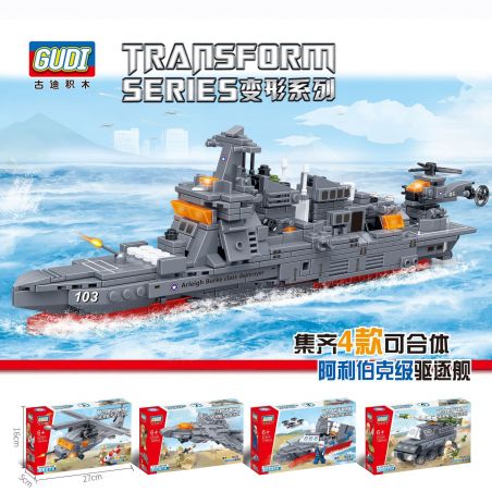 GUDI 8765 non  KHU TRỤC HẠM LỚP ARLEIGH BURKE 4 TỔ HỢP TRỰC THĂNG BLACK HAWK TIÊM KÍCH F-22 XUỒNG TÊN LỬA DẪN ĐƯỜNG 022 PHÒNG KHÔNG BEECH bộ đồ chơi xếp lắp ráp ghép mô hình Transformers TRANSFORM SERIES Robot Đại Chiến Người Máy Biến Hình 684 khối