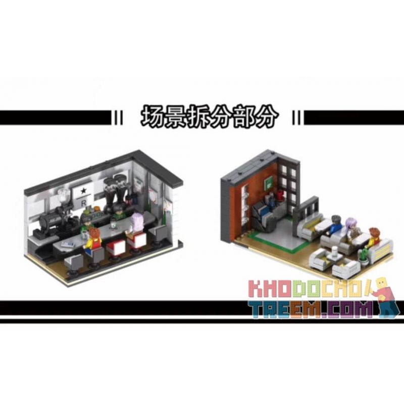 JUHANG 86005 MouldKing 16036 Mould King 16036 REBRICKABLE MOC-45635 45635 MOC45635 SHENG YUAN SY 5208 non  CỬA HÀNG CÀ PHÊ HIỆN ĐẠI STARBUCKS bộ đồ chơi xếp lắp ráp ghép mô hình Creator MODERN CAFE MODULAR 2020 Sáng Tạo 2803 khối