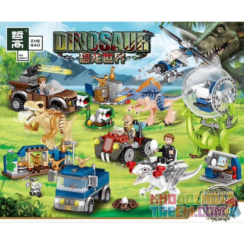 ZHEGAO QL1718 1718 non  LIÊN MINH CHINH PHỤC KHỦNG LONG bộ đồ chơi xếp lắp ráp ghép mô hình Jurassic World DINOSAUR Thế Giới Khủng Long 714 khối