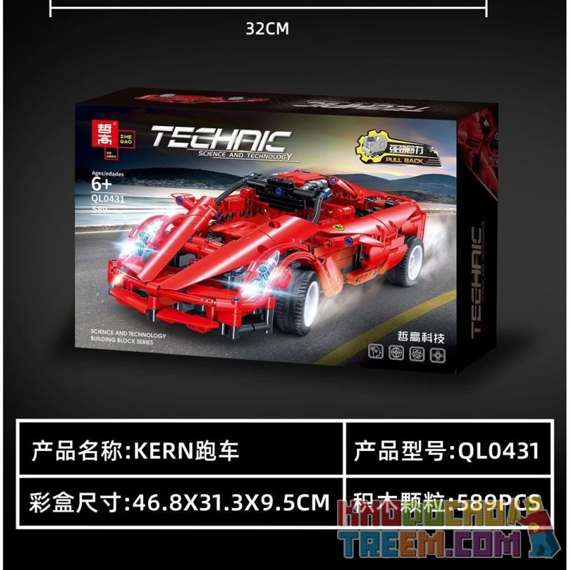 ZHEGAO QL0431 0431 non  XE THỂ THAO KERN bộ đồ chơi xếp lắp ráp ghép mô hình  REAL EXPERIENCE Kỹ Thuật Công Nghệ Cao Mô Hình Phương Tiện 589 khối