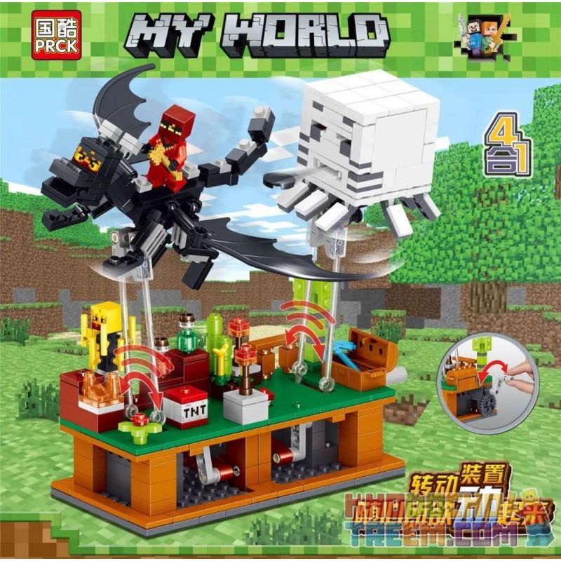 PRCK 63051 non Lego SỰ KẾT HỢP CỦA CHASING THE ENDER DRAGON 4 bộ đồ chơi xếp lắp ráp ghép mô hình Minecraft MY WORLD Game Xây Dựng 511 khối