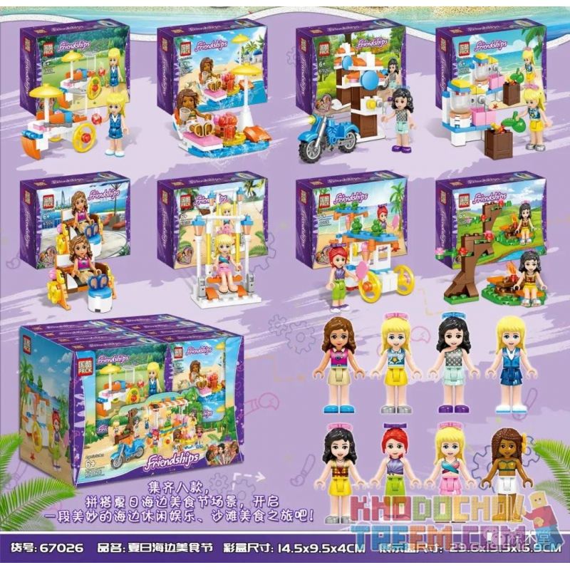 PRCK 67026 non Lego LỄ HỘI ẨM THỰC BÊN BỜ BIỂN MÙA HÈ 8 MÓN bộ đồ chơi xếp lắp ráp ghép mô hình Friends FRIENDSHIPS Các Bạn Gái