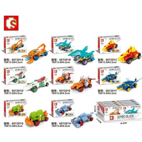 SEMBO 607201 non  HOT WHEELS RACING 8 Ô TÔ KÉO LÙI bộ đồ chơi xếp lắp ráp ghép mô hình Speed Champions Racing Cars Đua Xe Công Thức