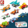 SEMBO 607201 non  HOT WHEELS RACING 8 Ô TÔ KÉO LÙI bộ đồ chơi xếp lắp ráp ghép mô hình Speed Champions Racing Cars Đua Xe Công Thức