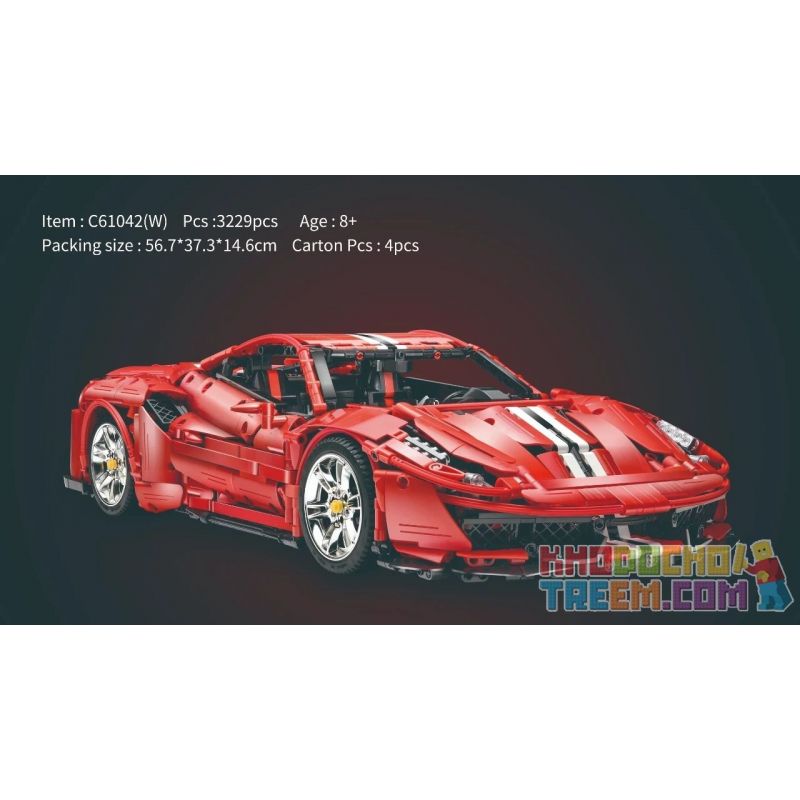 DOUBLEE CADA C61042 61042 C61043 61043 C61057 61057 SUPER 18K K155 TA GAOLE T5005 5005 T5005A 5005A non  FERRARI 488 1: 8 tỷ lệ 1:8 bộ đồ chơi xếp lắp ráp ghép mô hình  MASTER FERRARI 488 Kỹ Thuật Công Nghệ Cao Mô Hình Phương Tiện 3229 khối