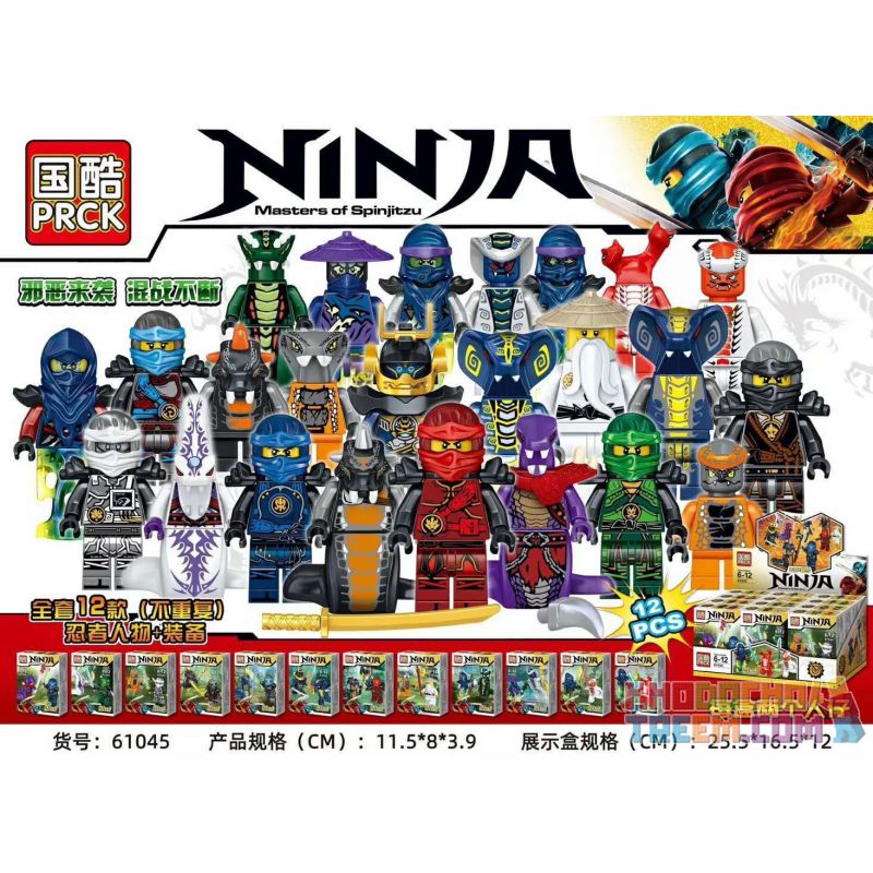 PRCK 61045 non Lego PHANTOM NINJA PEOPLE 12 MODEL bộ đồ chơi xếp lắp ráp ghép mô hình The Lego Ninjago Movie NINJA MASTERS OF SPINJITZU Ninja Lốc Xoáy