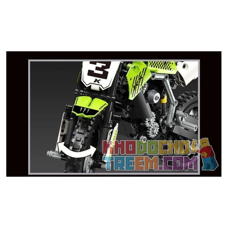 ACHKO 30016 REBRICKABLE MOC-32892 32892 MOC32892 SHENZHEN RAEL ENTERTAINMENT 50005-1 50005-2 50005-3 50005-4 TA GAOLE T3033 3033 non  XE MÁY OFF-ROAD KAWASAKI KX450 bộ đồ chơi xếp lắp ráp ghép mô hình  Kỹ Thuật Công Nghệ Cao Mô Hình Phương Tiện 342 khối