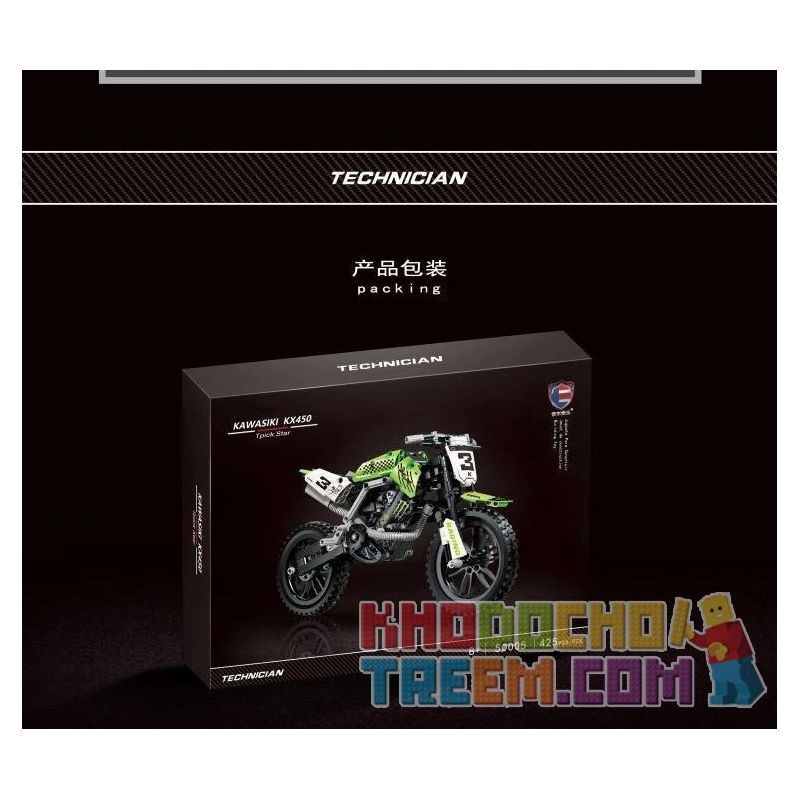 ACHKO 30016 REBRICKABLE MOC-32892 32892 MOC32892 SHENZHEN RAEL ENTERTAINMENT 50005-1 50005-2 50005-3 50005-4 TA GAOLE T3033 3033 non  XE MÁY OFF-ROAD KAWASAKI KX450 bộ đồ chơi xếp lắp ráp ghép mô hình  Kỹ Thuật Công Nghệ Cao Mô Hình Phương Tiện 342 khối