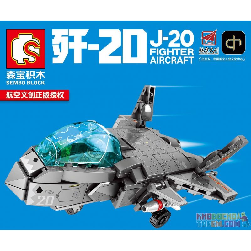 SEMBO 202121 non Lego MÁY BAY CHIẾN ĐẤU TÀNG HÌNH J-20 bộ đồ chơi xếp lắp ráp ghép mô hình Sky Wars J-20 FIGHTER AIRCRAFT Không Chiến 365 khối