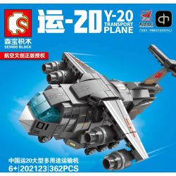 SEMBO 202123 non  MÁY BAY VẬN TẢI ĐA NĂNG CỠ LỚN CHINA YUN 20 bộ đồ chơi xếp lắp ráp ghép mô hình Sky Wars Y-20 TRANSPORT PLANE Không Chiến 362 khối