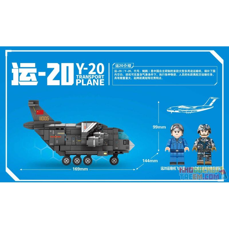 SEMBO 202123 non  MÁY BAY VẬN TẢI ĐA NĂNG CỠ LỚN CHINA YUN 20 bộ đồ chơi xếp lắp ráp ghép mô hình Sky Wars Y-20 TRANSPORT PLANE Không Chiến 362 khối