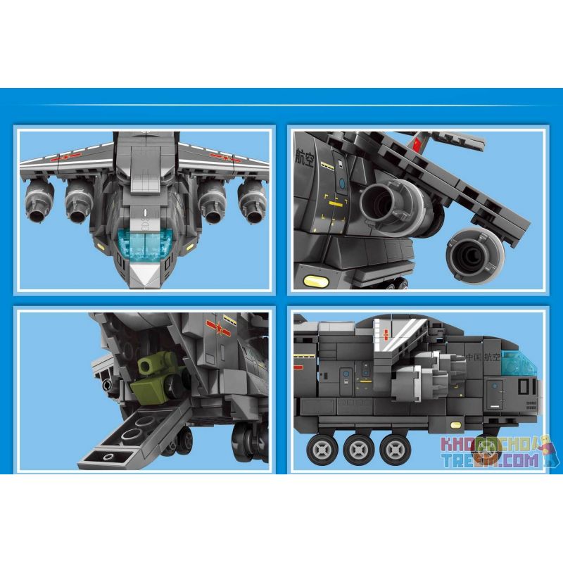 SEMBO 202123 non  MÁY BAY VẬN TẢI ĐA NĂNG CỠ LỚN CHINA YUN 20 bộ đồ chơi xếp lắp ráp ghép mô hình Sky Wars Y-20 TRANSPORT PLANE Không Chiến 362 khối