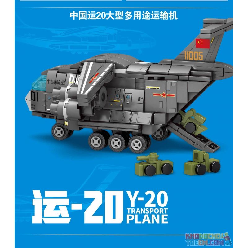 SEMBO 202123 non  MÁY BAY VẬN TẢI ĐA NĂNG CỠ LỚN CHINA YUN 20 bộ đồ chơi xếp lắp ráp ghép mô hình Sky Wars Y-20 TRANSPORT PLANE Không Chiến 362 khối