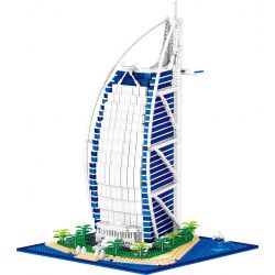 ZHEGAO QL0963 0963 non  KHÁCH SẠN BURJ AL ARAB DUBAI CÁC TIỂU VƯƠNG QUỐC Ả RẬP THỐNG NHẤT bộ đồ chơi xếp lắp ráp ghép mô hình Creator DE LA TOUR HOTEL ARABIA Sáng Tạo 2798 khối