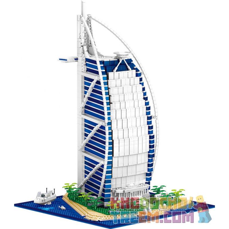 ZHEGAO QL0963 0963 non  KHÁCH SẠN BURJ AL ARAB DUBAI CÁC TIỂU VƯƠNG QUỐC Ả RẬP THỐNG NHẤT bộ đồ chơi xếp lắp ráp ghép mô hình Creator DE LA TOUR HOTEL ARABIA Sáng Tạo 2798 khối