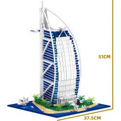 ZHEGAO QL0963 0963 non  KHÁCH SẠN BURJ AL ARAB DUBAI CÁC TIỂU VƯƠNG QUỐC Ả RẬP THỐNG NHẤT bộ đồ chơi xếp lắp ráp ghép mô hình Creator DE LA TOUR HOTEL ARABIA Sáng Tạo 2798 khối
