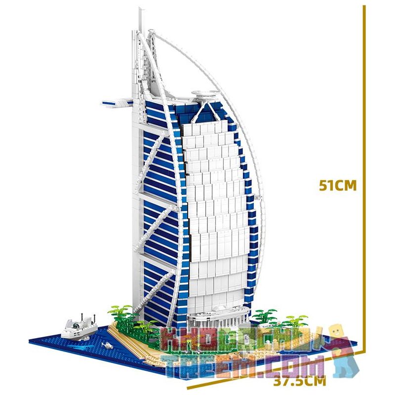 ZHEGAO QL0963 0963 non  KHÁCH SẠN BURJ AL ARAB DUBAI CÁC TIỂU VƯƠNG QUỐC Ả RẬP THỐNG NHẤT bộ đồ chơi xếp lắp ráp ghép mô hình Creator DE LA TOUR HOTEL ARABIA Sáng Tạo 2798 khối