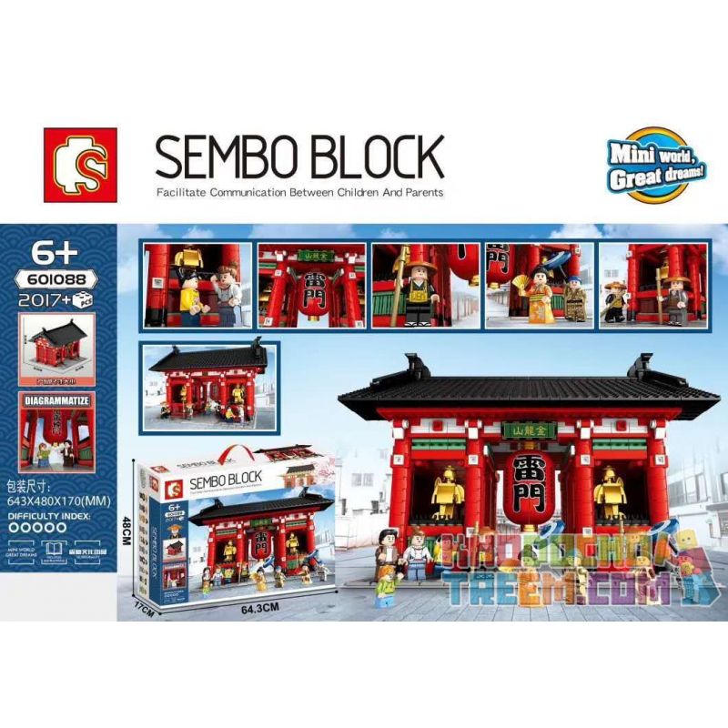 SEMBO 601088 non Lego ĐỀN SENSOJI NÚI RỒNG VÀNG TOKYO NHẬT BẢN bộ đồ chơi xếp lắp ráp ghép mô hình Creator Sáng Tạo 2017 khối