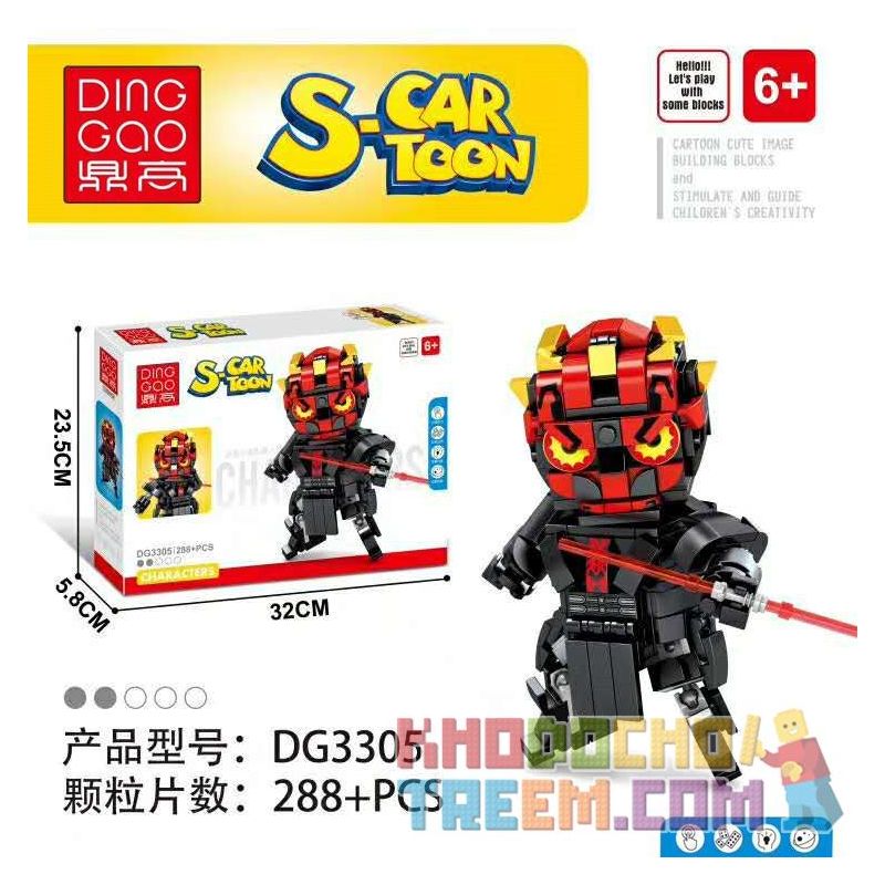 DINGGAO DG3305 3305 non Lego CHIẾN TRANH GIỮA CÁC VÌ SAO DARTH MOORE bộ đồ chơi xếp lắp ráp ghép mô hình Brickheadz S-CARTOON DARTH MAUL Nhân Vật Đầu To 288 khối