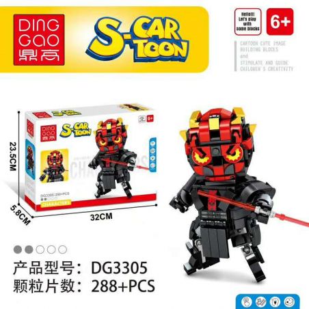 DINGGAO DG3305 3305 non  CHIẾN TRANH GIỮA CÁC VÌ SAO DARTH MOORE bộ đồ chơi xếp lắp ráp ghép mô hình Brickheadz S-CARTOON DARTH MAUL Nhân Vật Đầu To 288 khối