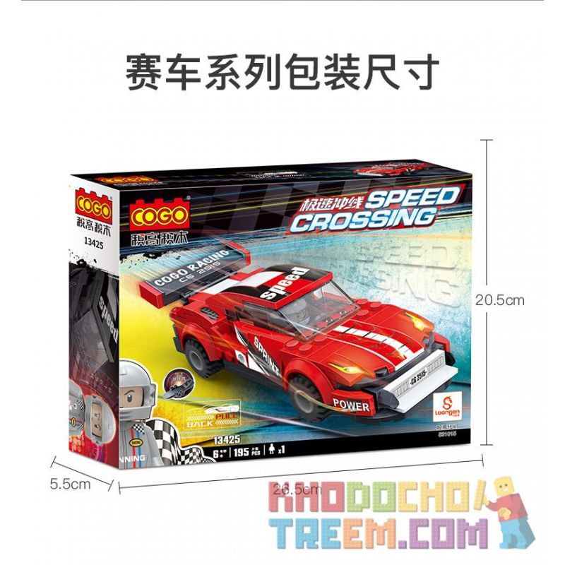 COGO 13425 13427 13428 13430 13431 13432 non  6 KÉO LÙI Ô TÔ bộ đồ chơi xếp lắp ráp ghép mô hình Racers SPEED CROSSING Đua Tốc Độ 195 khối