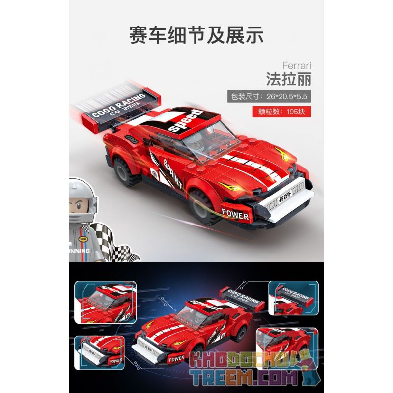 COGO 13425 13427 13428 13430 13431 13432 non  6 KÉO LÙI Ô TÔ bộ đồ chơi xếp lắp ráp ghép mô hình Racers SPEED CROSSING Đua Tốc Độ 195 khối