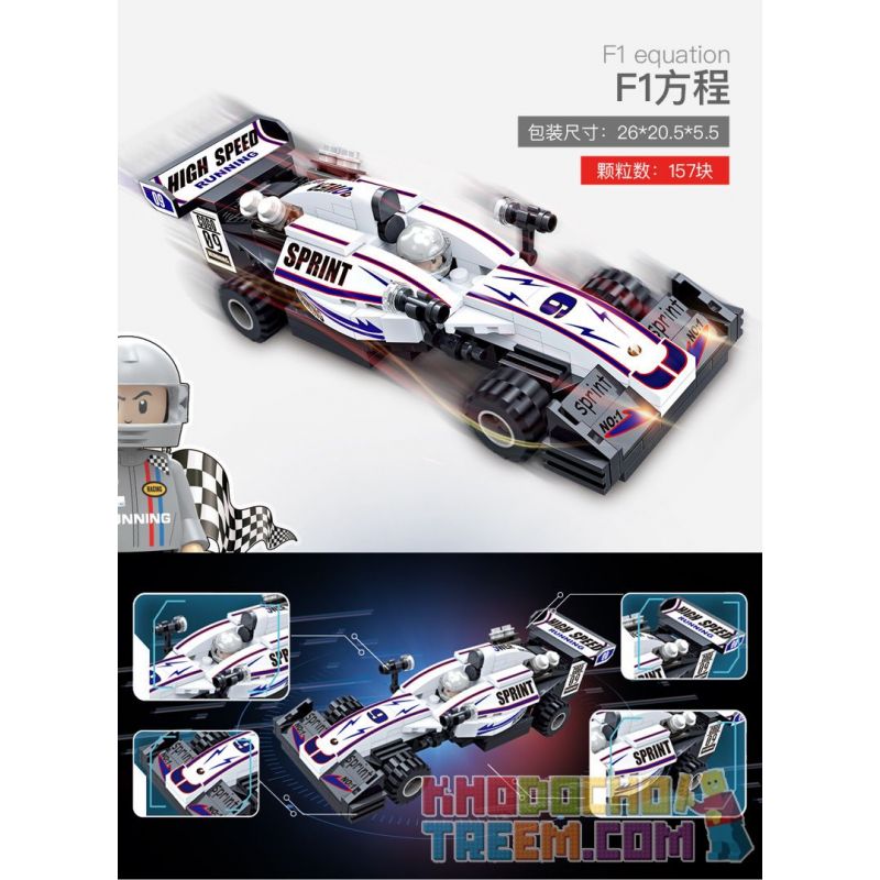 COGO 13425 13427 13428 13430 13431 13432 non  6 KÉO LÙI Ô TÔ bộ đồ chơi xếp lắp ráp ghép mô hình Racers SPEED CROSSING Đua Tốc Độ 195 khối