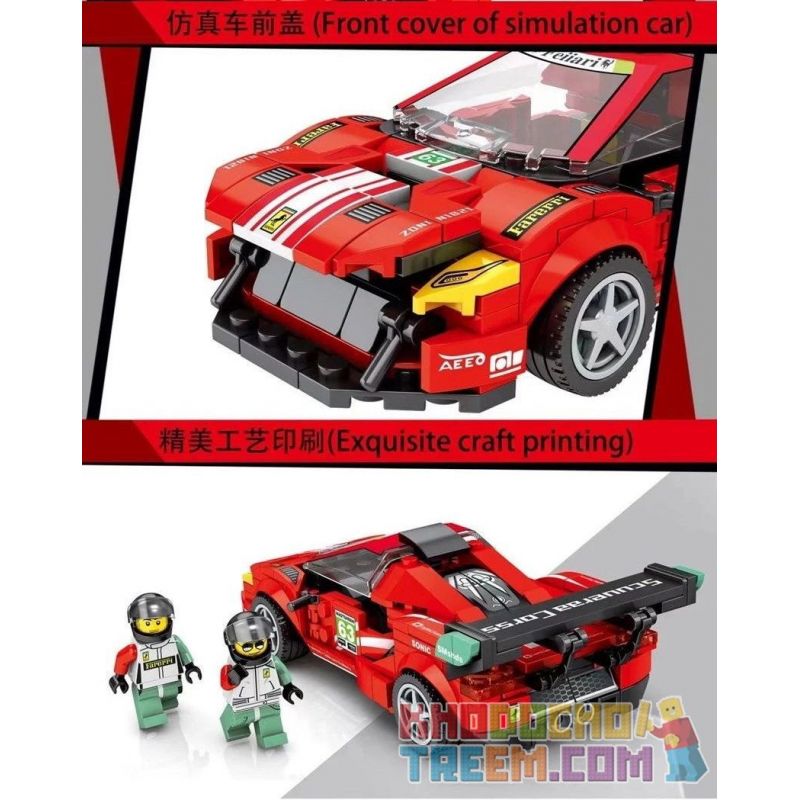 ACHKO 50009 KUYU MOXING 5006 REBRICKABLE MOC-39233 39233 MOC39233 non  FERRARI 488 GT3. bộ đồ chơi xếp lắp ráp ghép mô hình Speed Champions Racing Cars Đua Xe Công Thức 290 khối
