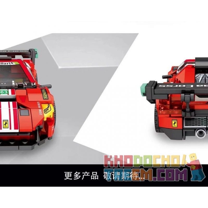 ACHKO 50009 KUYU MOXING 5006 REBRICKABLE MOC-39233 39233 MOC39233 non  FERRARI 488 GT3. bộ đồ chơi xếp lắp ráp ghép mô hình Speed Champions Racing Cars Đua Xe Công Thức 290 khối