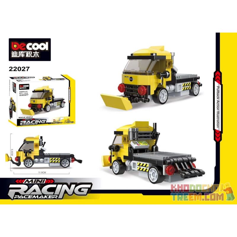 DECOOL 22027 non  4 LOẠI XE CỨU HỘ TẢI TRỘN XI MĂNG VÀ CẨU CHỮA CHÁY bộ đồ chơi xếp lắp ráp ghép mô hình Mini Racing Pacemaker Đua Xe Mini 97 khối
