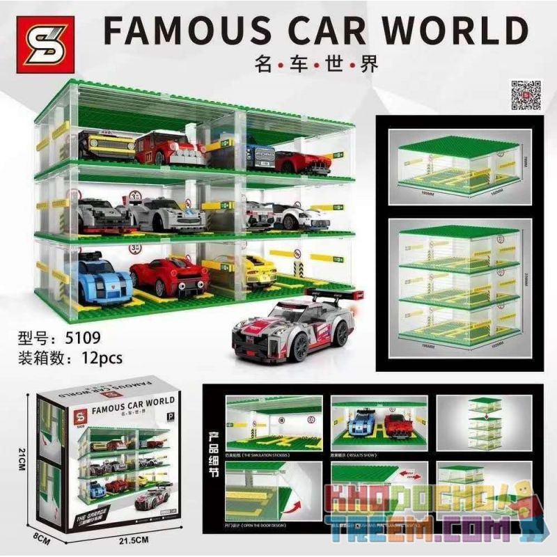 SHENG YUAN SY 5109 non Lego NHÀ ĐỂ XE SANG TRỌNG BA TẦNG bộ đồ chơi xếp lắp ráp ghép mô hình Racers FAMOUS CAR WORLD THE GARAGE Đua Tốc Độ
