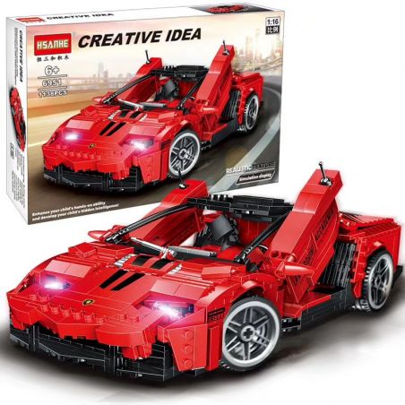 HSANHE 6951 non  XE THỂ THAO MÀU ĐỎ LAMBORGHINI 1:16 tỷ lệ 1:16 bộ đồ chơi xếp lắp ráp ghép mô hình Speed Champions Racing Cars CREATIVE IDEA LAMBORGHINI Đua Xe Công Thức 1138 khối