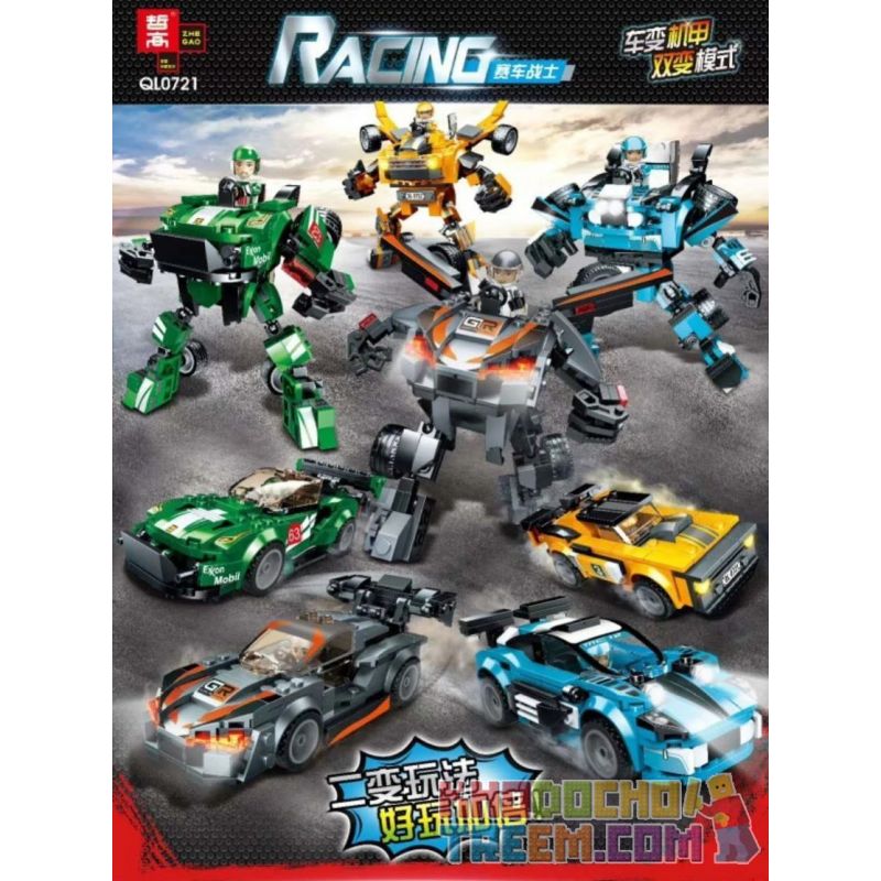 ZHEGAO QL0721 0721 non Lego 4 MÔ HÌNH bộ đồ chơi xếp lắp ráp ghép mô hình Racers RACING Đua Tốc Độ 901 khối
