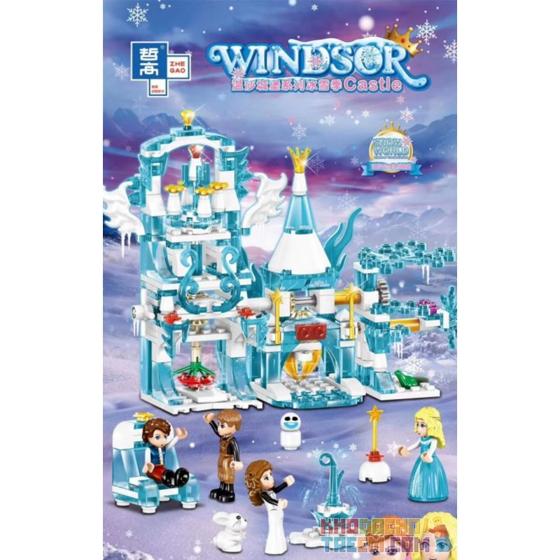 ZHEGAO QL1165 1165 non Lego SỰ KẾT HỢP GIỮA BĂNG VÀ TUYẾT TƯỞNG TƯỢNG LÂU ĐÀI LIÊN 4 bộ đồ chơi xếp lắp ráp ghép mô hình Disney Princess WINDSOR CASTIC Công Chúa 292 khối